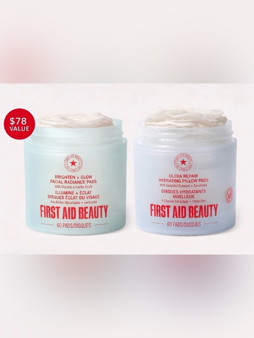First Aid Beauty Dual Skincare Pads — Pale Mint & Light Blue